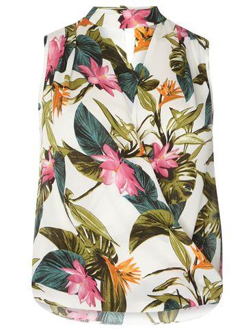 Dorothy Perkins Petite Tropical Print Choker Wrap Top