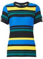 Dorothy Perkins Multi Colour Striped Button Shoulder T-shirt