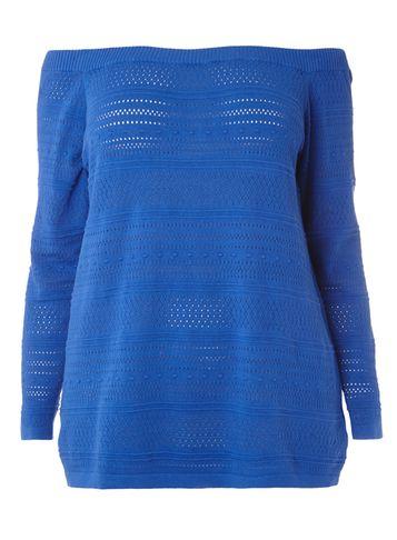Dorothy Perkins Dp Curve Cobalt Pointelle Bardot Jumper
