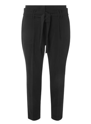 Dorothy Perkins Petite Black Paperbag Waist Tie Trousers