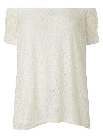 Dorothy Perkins Dp Curve Ivory Lace Bardot Top