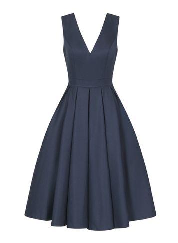 Dorothy Perkins *chi Chi Navy V-neck Midi Dress