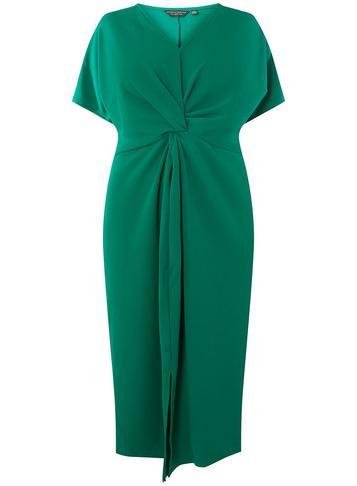 Dorothy Perkins Dp Curve Emerald Knot Front Shift Dress