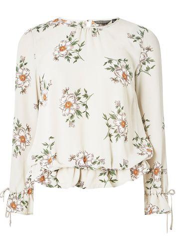 Dorothy Perkins Grey Floral Print Pinger Hem Blouse