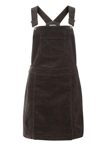 Dorothy Perkins *tall Charcoal Cord Dungaree Pinny Dress