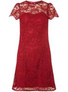 Dorothy Perkins Berry Red Lace Short Sleeve Shift Dress
