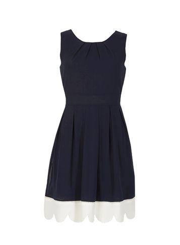 Dorothy Perkins *izabel London Navy Scallop Hem Dress