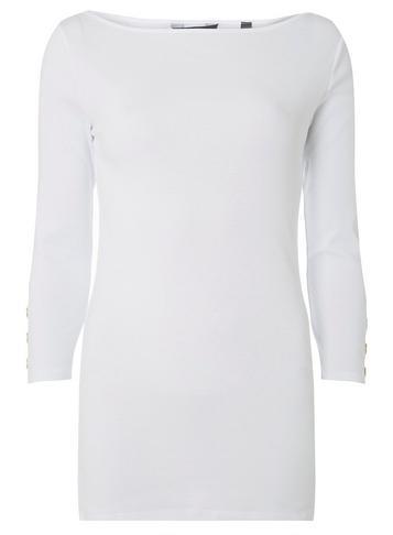 Dorothy Perkins *tall White Button Sleeve T-shirt