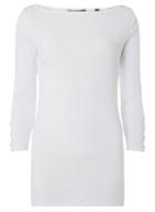 Dorothy Perkins *tall White Button Sleeve T-shirt