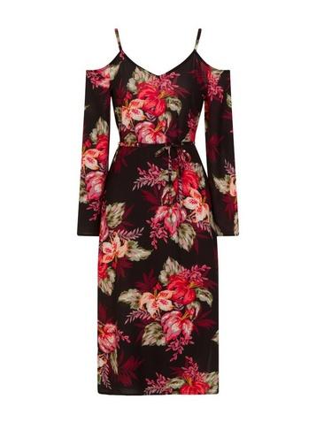 Girls On Film *girls On Film Black Floral Midi Shift Dress
