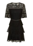 Dorothy Perkins *girls On Film Black Lace Tiered Dress
