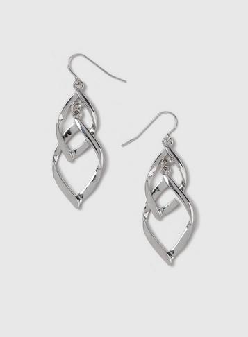 Dorothy Perkins Silver Interlocking Oval Drop Earrings