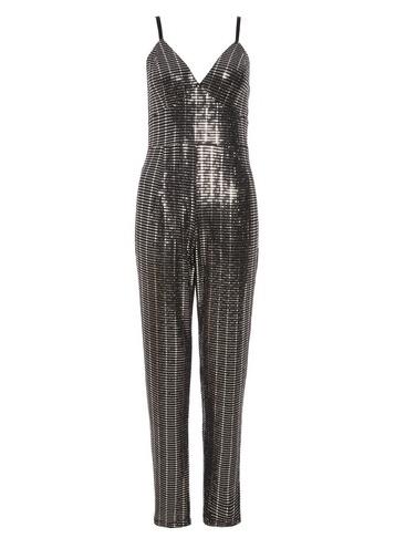 Dorothy Perkins *quiz Black Sequin Bodycon Jumpsuit