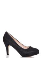 Dorothy Perkins *quiz Black Glitter Court Shoes