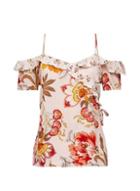 Dorothy Perkins Pink Floral Print Cold Shoulder Top