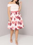 Dorothy Perkins *chi Chi London Pink Floral Print Midi Bardot Dress