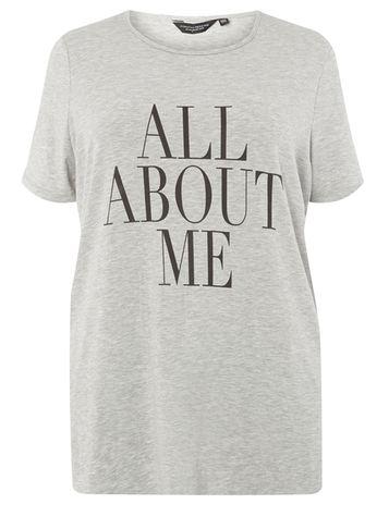 Dorothy Perkins Dp Curve Grey 'all About Me' Motif T-shirt