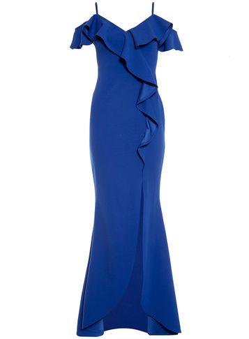 Dorothy Perkins *quiz Navy Cold Shoulder Maxi Dress