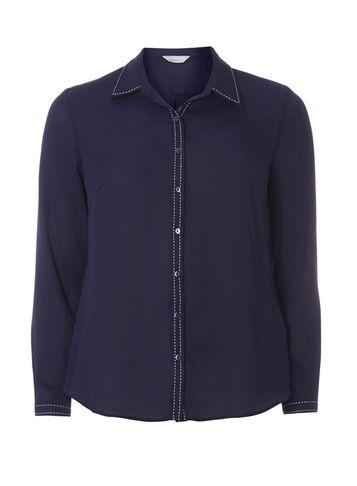 Dorothy Perkins Petite Navy Stab Stitch Shirt