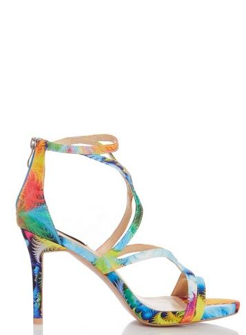 *quiz Multicoloured Cage Heeled Sandals