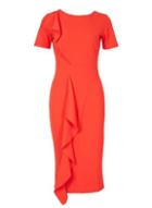 Dorothy Perkins *feverfish Red Frill Crepe Bodycon Dress