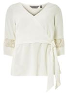 Dorothy Perkins Petite White Lace Sleeve Wrap Top