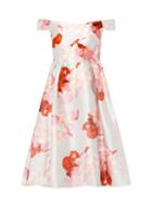 Dorothy Perkins *luxe Silver Floral Print Bardot Prom Dress