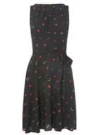 Dorothy Perkins *billie & Blossom Black Bee And Strawberry Viscose Dress