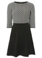 Dorothy Perkins Black Zig Zag Pattern Fit And Flare Dress