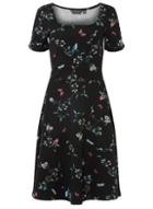 Dorothy Perkins *tall Black Floral Print Mini Dress