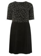 Dorothy Perkins Black Leopard Print 2-in-1 Fit And Flare Dress