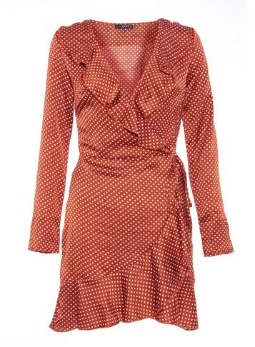 Dorothy Perkins *quiz Towie Rust Polka Dot Wrap Dress