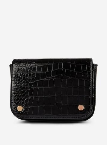Dorothy Perkins Black Crocodile Design Cross Body Bag