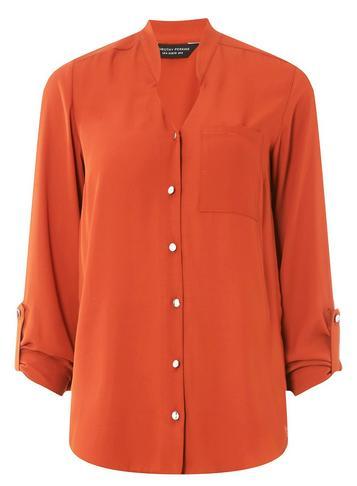 Dorothy Perkins Terracotta Pocket Roll Sleeve Shirt