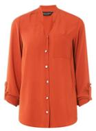 Dorothy Perkins Terracotta Pocket Roll Sleeve Shirt