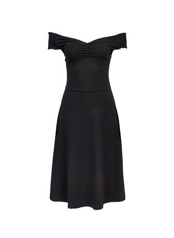 Dorothy Perkins *tall Black Ruched Sweetheart Neck Bardot Dress