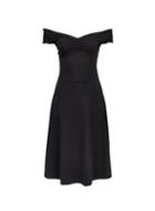 Dorothy Perkins *tall Black Ruched Sweetheart Neck Bardot Dress