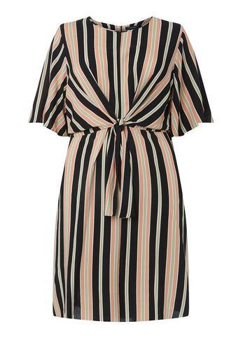 Dorothy Perkins Dp Curve Pink Striped Manipulat Shift Dress