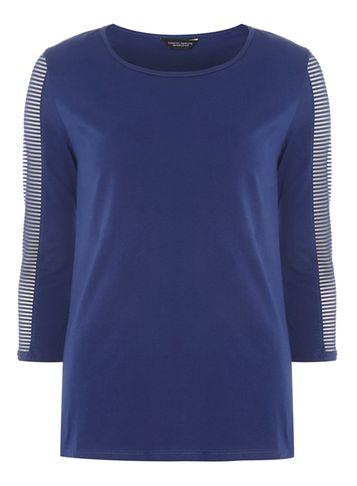 Dorothy Perkins Blue Textured Sleeve T-shirt