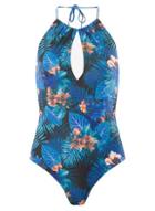 Dorothy Perkins *blue Tropical Print Swimsuit