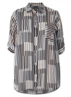 Dorothy Perkins Dp Curve Black Striped Longline Shirt