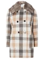 Dorothy Perkins Petite Camel Check Dolly Coat