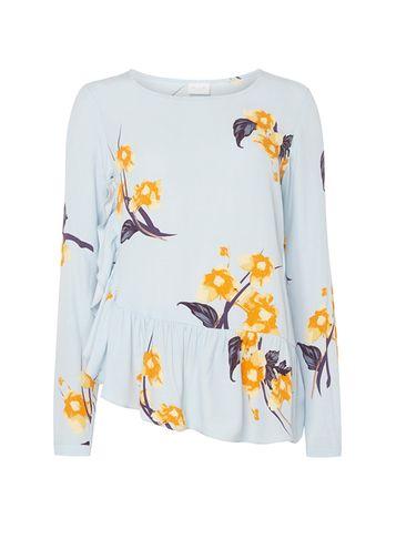 Dorothy Perkins *vila Blue Long Sleeve Floral Print Top