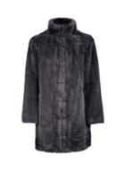 Dorothy Perkins Petite Charcoal Slate Pelted Faux Fur Coat