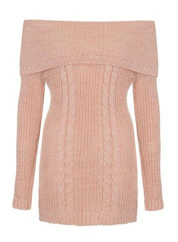 Dorothy Perkins *quiz Pink Cable Knit Bardot Jumper