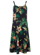 Dorothy Perkins *tall Black Tropical Print Tie Camisole Dress