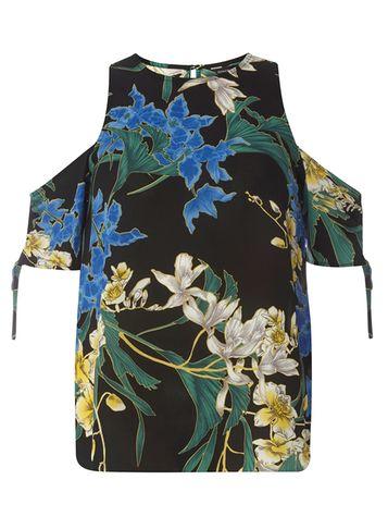 Dorothy Perkins Black Floral Print Drawcord Top