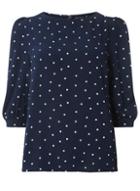 Dorothy Perkins Navy Spot Puff Sleeve Top