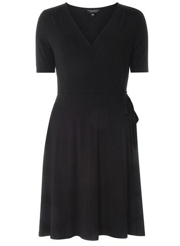 Dorothy Perkins Black Wrap Fit & Flare Dress