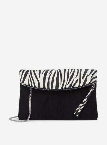 Dorothy Perkins Zebra Print Foldover Clutch Bag